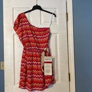 A. Byer NWT womens one shoulder dress; size large